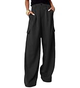 Dokotoo Womens High Waisted Wide Leg Cargo Pants Baggy Casual Work Pants with 4 Pockets