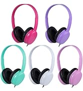 Classroom Headphones Bulk 5 Pack for Kids Student K-12, School On Ear Wired Headset, Durable Comf...