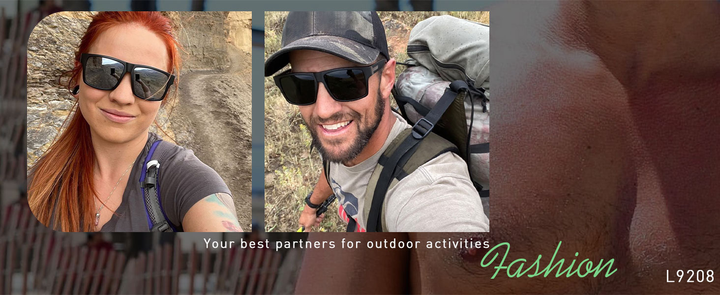 LYZOIT Square Sunglasses for Men Women Polarized Oversized Big UV Protection Rectangle Shades