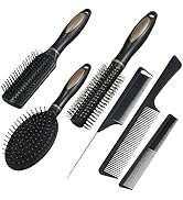 6 Pieces Detangling Styling Comb Set for Women and Men - For Straight, Curly, and All Hair Types
