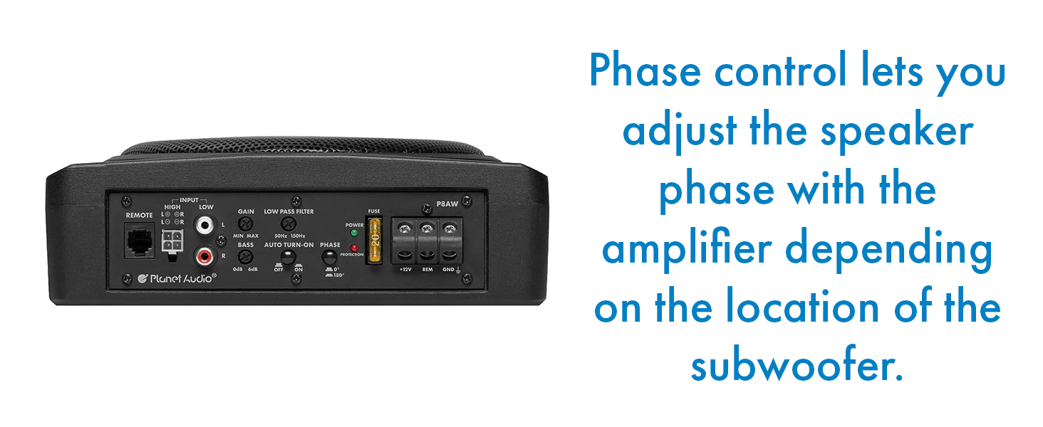 Planet Audio P8AWK Low Profile 8 Inch Under Seat Powered Car Subwoofer - 800 High Output, Built