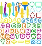 LCY WEDSHI Dough Tool Set, 56 Pcs Dough Tools Sets for Kids Ages 4-8, Dough Accessories Includes ...