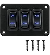 ULITECO Rocker Switch Panel, 3 Gang Toggle Switch Panel 12V, Wateroproof 5Pins Boat On-Off Switch...