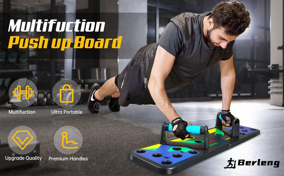 color coded push up stand muscle tricep bicep legs chest home gym