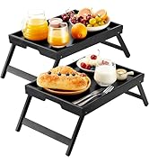 Pipishell Bamboo Bed Breakfast Tray with Foldable Legs, Handles, Ideal for Kids, Couples, Sofa, E...