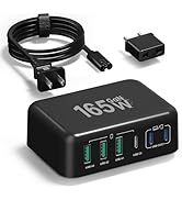 USB C Charger, Excgood 165W GaN Fast Charging Station 6 Port PD QC 65W Type C Laptop Charger Bloc...
