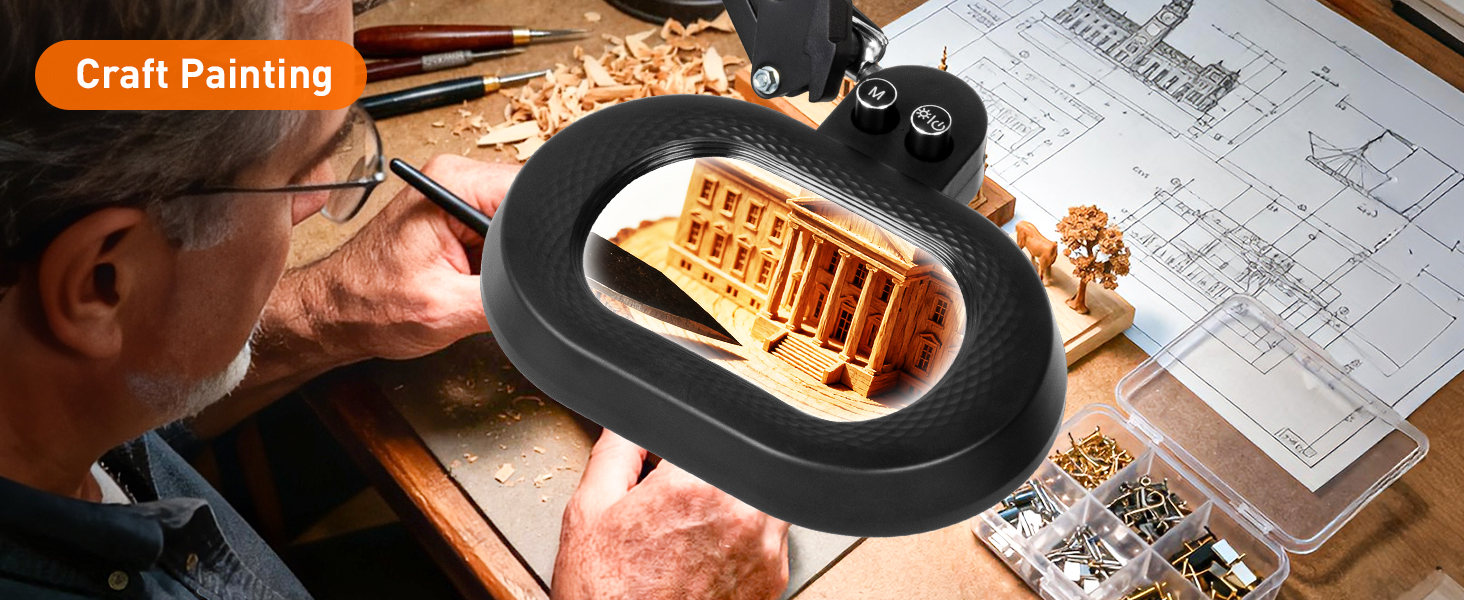 Painting magnifying glass with light lighted magnifying glass magnifier with light