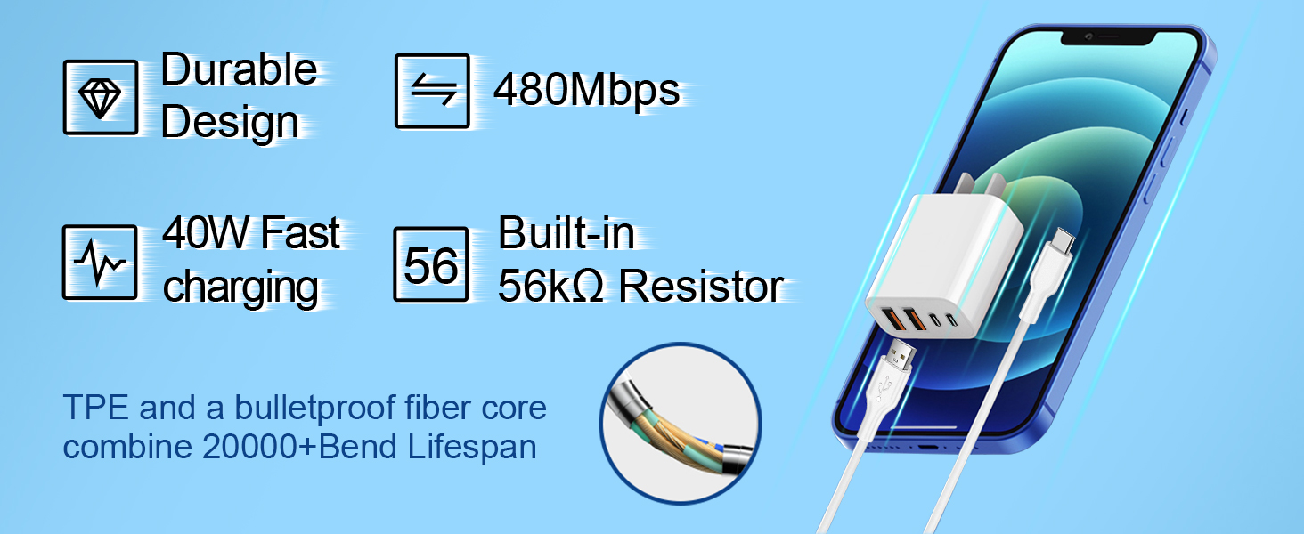 2 Fast Charger,4 Fast Charging Cable