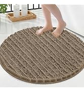 Smiry Bathroom Rugs Mat Round 24x24, Soft Absorbent Chenille Bath Rugs, Non Slip Rubber Backing M...