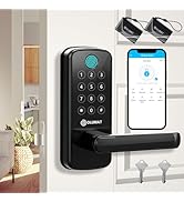 Smart Lock with Handle: Wi-Fi Keyless Entry Door Lock - Smart Locks for Front Door - Biometric Fi...