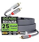 GEARit RCA Cable (25FT) 2RCA Male to 2RCA Male Stereo Audio Cables Shielded Braided RCA Stereo Ca...