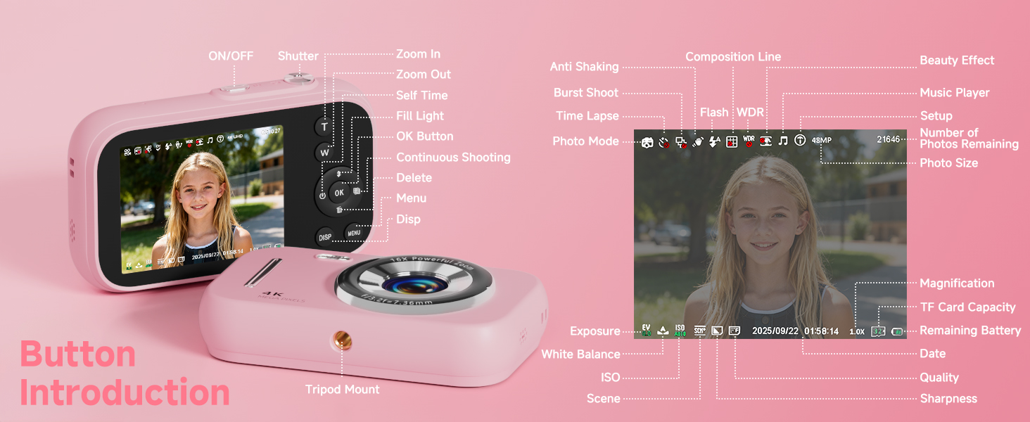 button introduction/digital camera for kids/cheap digital camera