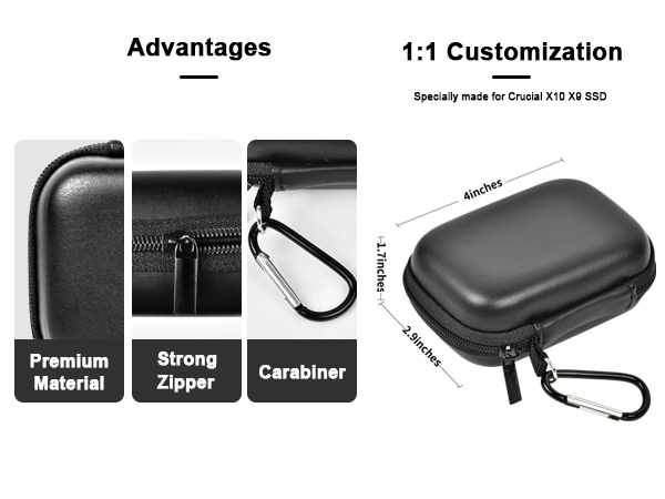 Carrying case for ssd external hard drive