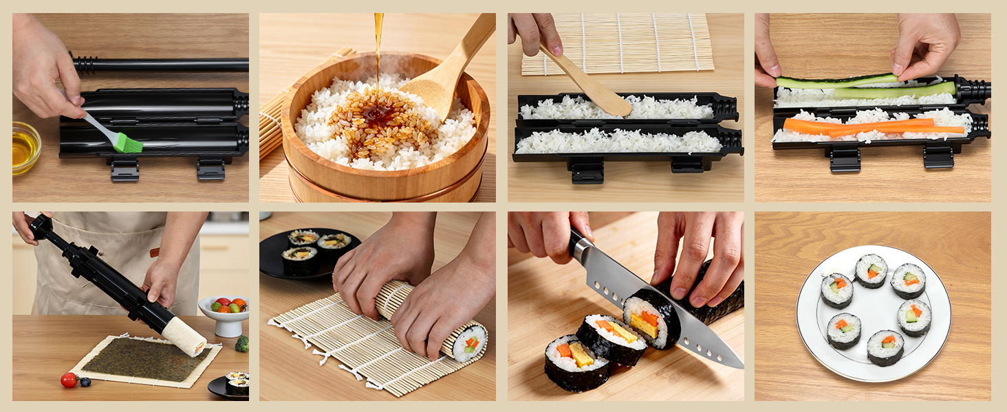 Provides a detailed guide to making sushi