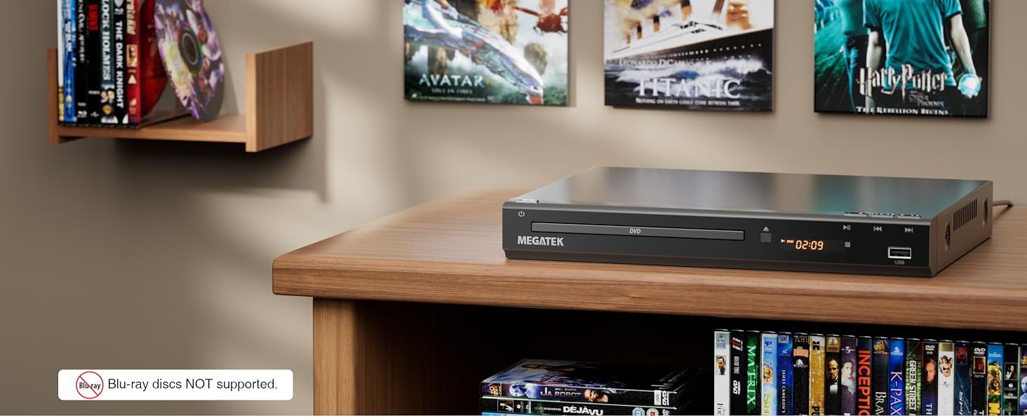 MEGATEK Region-Free DVD Player for TV with Multi-Format Compatibility