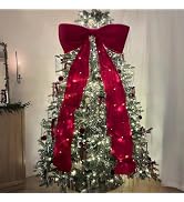 Christmas Decorations - 6 Ft Giant Bows for Christmas Tree Decor | Big Red Velvet Bow, Christmas ...