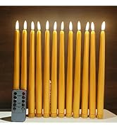 Ni-JASW Gold Flameless Taper Candles with Remote Timer, Flickering LED Battery Operated Candlesti...