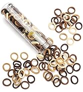 JIRIS Brown Cotton Hair Ties - 100PCS Seamless Thick Elastic Ponytail Holders, No Crease, No Dama...