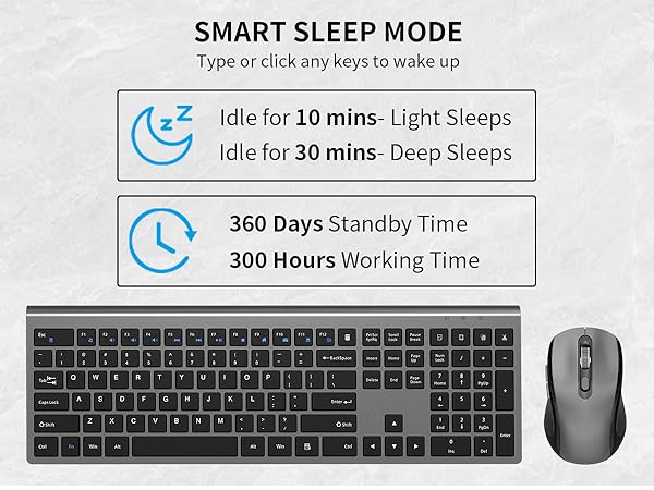 SMART SLEEP MODE wireless keyboard and mouse
