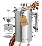 LRYYBTI French Press Coffee Maker,304 Stainless Steel Coffee Press with scale lines and 2 Extra F...