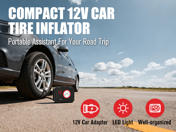 ACAP017 compact 12V car tire inflator