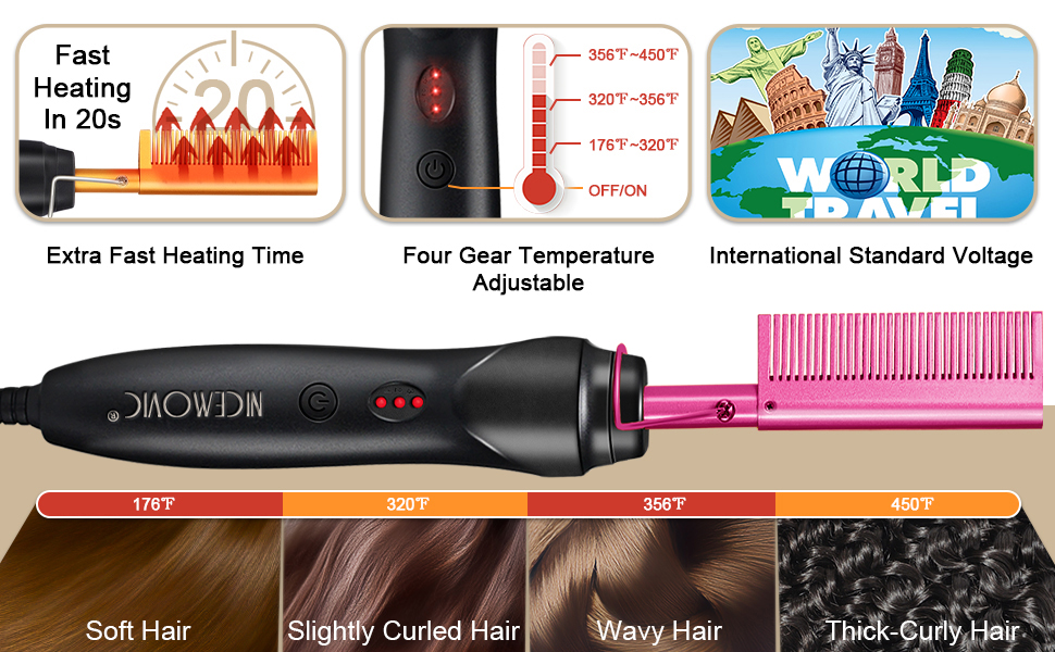 Ceramic Heating Hair Straightener Comb
