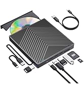 ROOFULL External CD DVD Drive, CD Burner DVD Player USB 3.0 with 4 USB Port Hub and 2 SD/TF Card ...