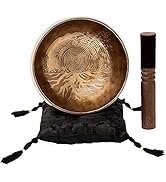 Ancient Design Large Tibetan Singing Bowl Set by Ohm Store — Relaxing Meditation Sound Bowl and W...