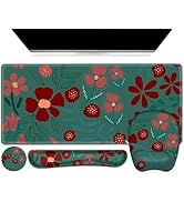 NXZGO Mouse Pad Wrist Support Set Green: Computer Desk Mat, Large Mousepad + Keyboard and Mouse W...