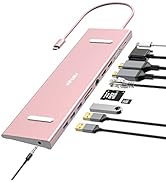 USB C Docking Station Dual Monitor/Triple Monitors, USB C Dock, USB-C Hub with 2 HDMI, PD 100W, S...