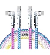 USB-C Light Up Cable 2 Pack 6.6ft USB C to USB C Cable Multicolored RGB Colorful Gradual Type C L...