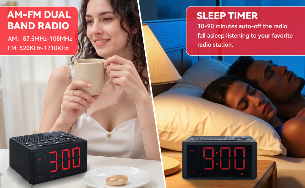 clock radio with am fm radio