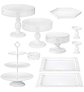 Peohud 10 Pieces White Cake Stands, Metal Dessert Table Display Set, Tiered Cupcake Holder Fruit ...
