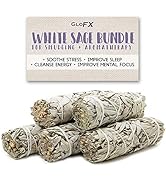 GloFX White Sage Bundle - 5 Pack - 4 Inches Sustainably Harvested California Smudge Stick Wand fo...