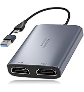 USB C to Dual HDMI Adapter, 1080P 60Hz Multi-Monitor Splitter for MacBook/PC/Laptop - USB-A/USB-C...