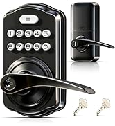 Veise Keypad Door Lock with Handle, Keyless Entry for Front Door &amp; Bedroom, Electronic Lock with ...