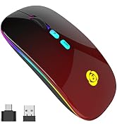 LED Wireless Mouse Bluetooth &amp;2.4GHz Instant Connection,Rechargeable Ultra Silent Slim,3 Adjustab...