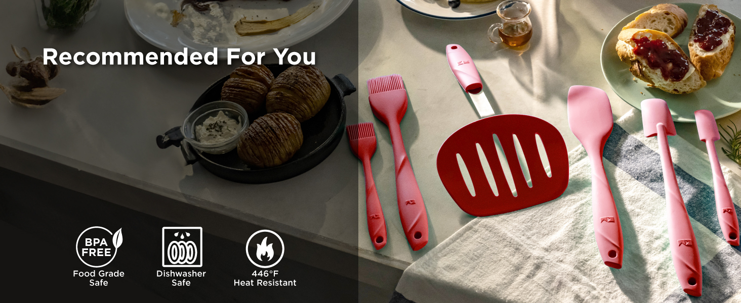 Kitchen Mama WaltzGrip Silicone Kitchen Utensils Set: 6-Piece Spatula