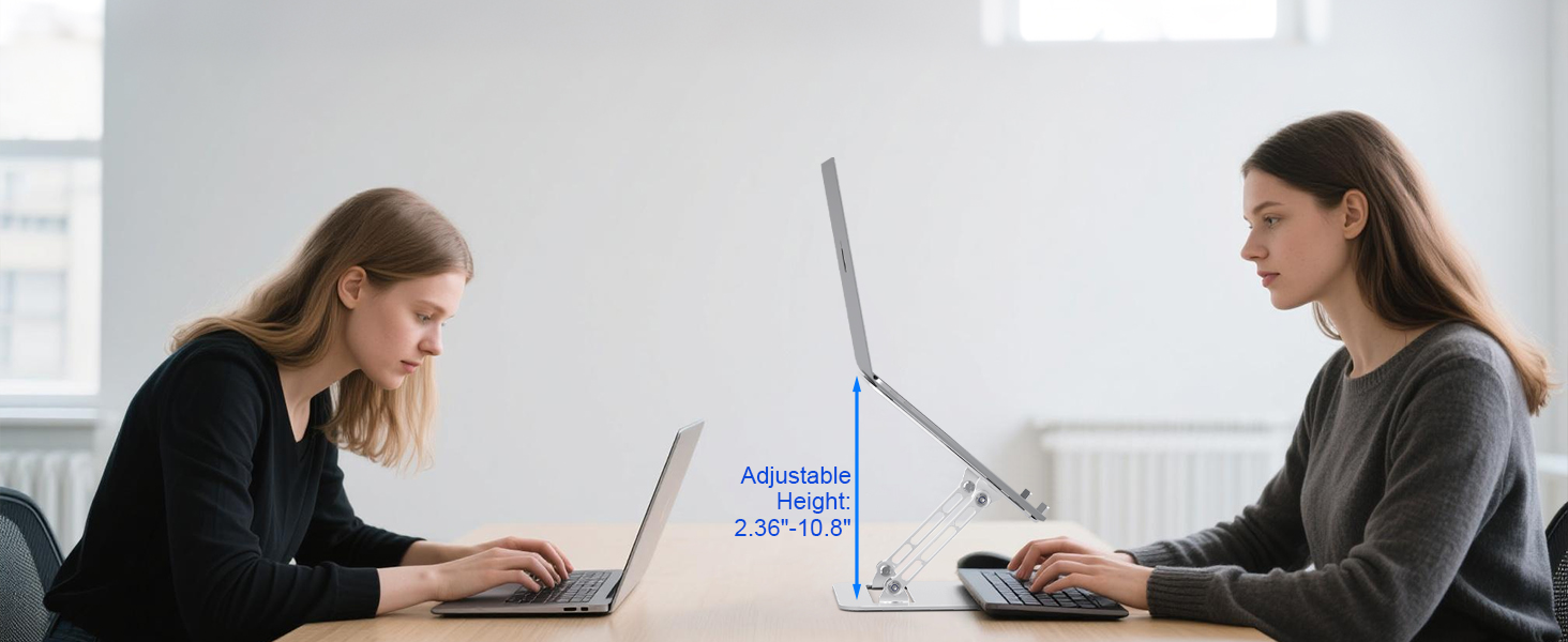 Adjustable laptop stand raises screen height for better posture and reduced neck strain