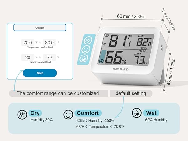 Customize comfort level in the app
