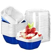 EUSOAR Aluminum Foil Baking Cups with Lids, 8oz 50pcs Disposable Ramekins with Lids, Muffin Cups ...