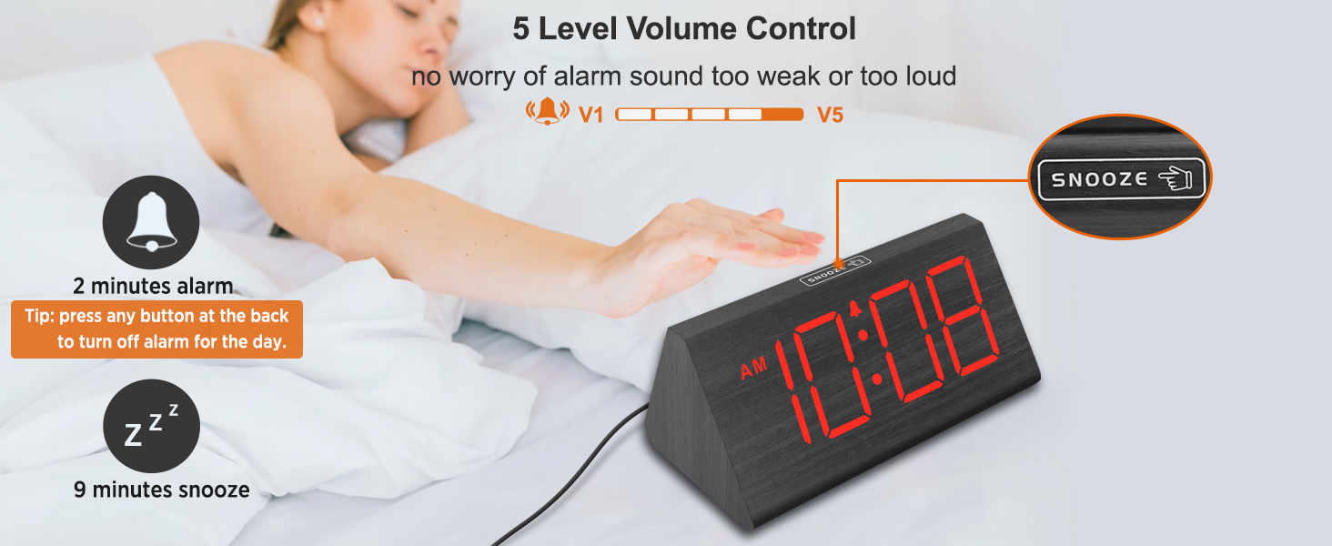 alarm clock with 9 minutes snooze