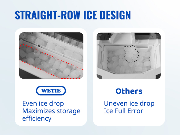 ice makers with straight-row ice design