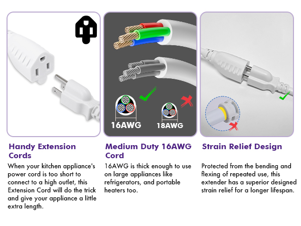 Handy extension cords, heavy duty