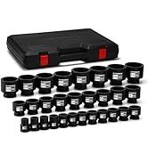 CASOMAN 29-Piece 3/4" Drive Shallow Spindle Axle Nut Impact Socket Set, 6-Point, Standard Large S...