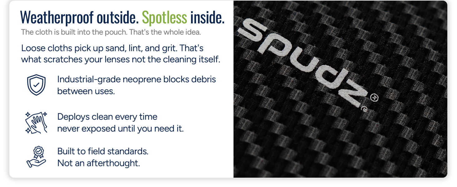 Ultra Microfiber Lens Cleaner Bottom Clip-On Pouch Washable Binoculars, Scopes, Glasses, Screens
