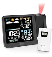 uzoli Projection Alarm Clock Weather Station, WWVB Atomic Projector Clock with Sensor, Adjustable...