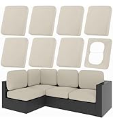 hyha 8Pcs Patio Cushion Covers, Stretch Outdoor Couch Cushion Covers Replacement, Washable Outdoo...
