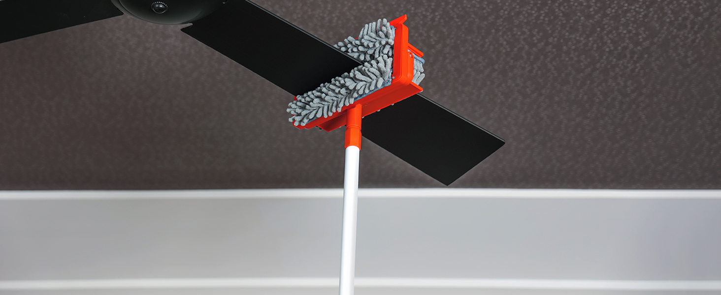 upward view of the long handle ceiling fan blade cleaner tool, no more ladder