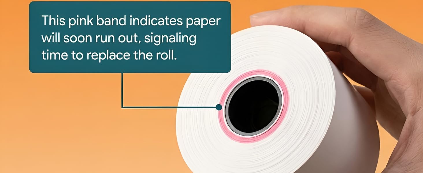 End of roll warning stripe till rolls 2 1/4 x 50 thermal paper receipt rolls credit card machine 50